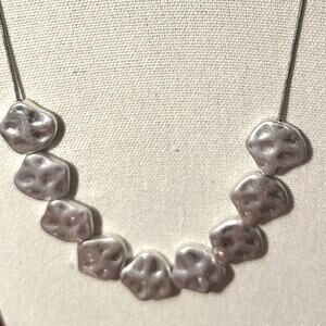 Bancroft Hammered Pendant Snake Chain Necklace Silver tone Boho Western Casual